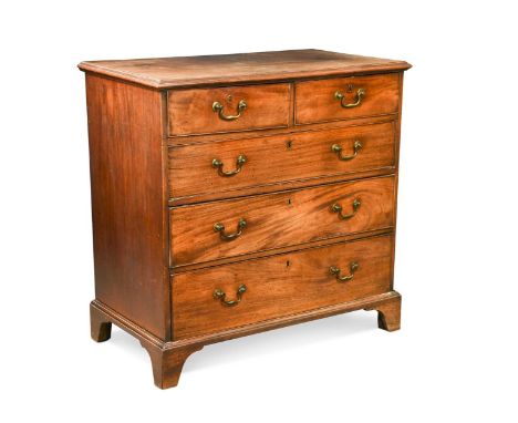 A George III mahogany chest of drawers, with two short over three long graduating drawers on bracket feet99 x 100 x 55cmVery 