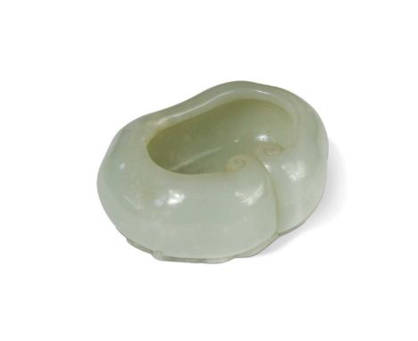 A Chinese mutton fat jade lingzhi brush washer, Qing Dynasty, 18th/19th century, the main vessel of ruyi head outline, flanke