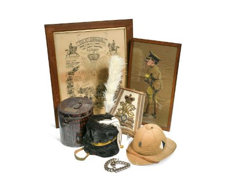 Militaria, a collection of items belonging to Major E. W. Denny, 13th Hussars, comprising Busby by Jones, Chalk &amp; Dawson,