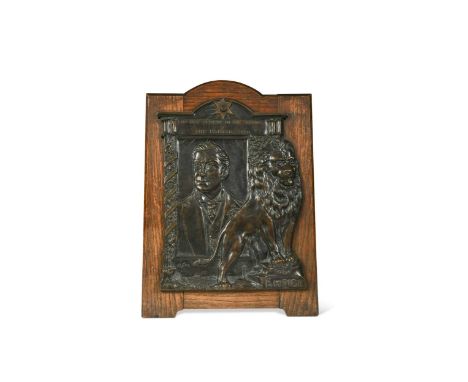 Sydney Wilkinson (1894-1988), a bronze British Empire plaque, 1921, relief moulded with a lion and a gentleman, inscribed 'I 