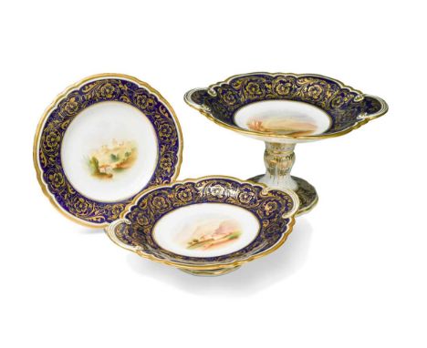 A Victorian topographical dessert service with named World views, including: Alnwick Castle, Bridge &amp; Hermitage Dunkeld, 