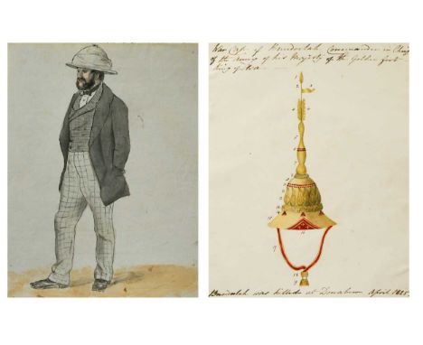 English School (19th century)  Two watercolours, one inscribed 'War Cape of Bundoolah, Commander in Chief / of the army of hi