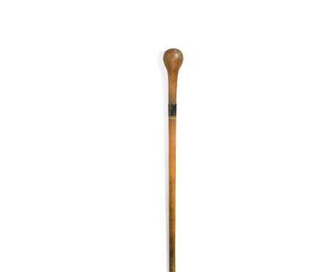 A rhino horn walking stick, early 20th century, with silver collar87cm long213g weighed with silver collar13.5 circumference 