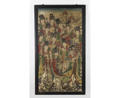 Chinese Art An important stucco frescoe panel depicting a "female immortals" procession  China, Yuan dynasty, 13th-14th centu