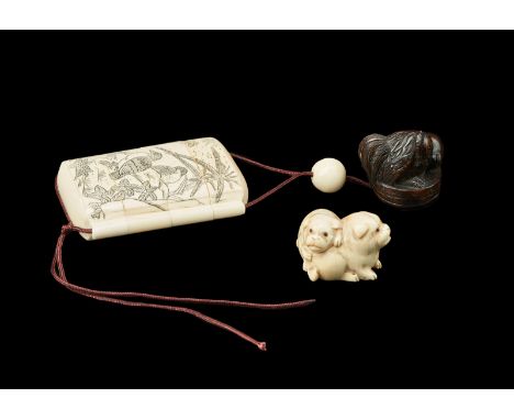 Japanese Art Lot composed of: Inro, Ojime and an ivory netsuke Japan, 19th century . . Cm 6,50 x 7,50.