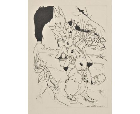 *Original artwork. Three original illustrations by P.G. Robinson, circa 1950s,  together three pen & ink drawings on artist's
