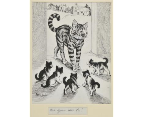 *Wain (Louis, 1860-1939). Are you our Pa?,  pen and ink, signed lower left, 29 x 23cm (11.5 x 9 ins), framed and glazed  Prov