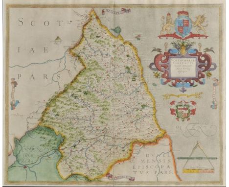 *Northumberland. Saxton (Christopher), Northumbriae Comitatus (Scotiae contiguae) nova veraw descriptio, [circa. 1579], engra