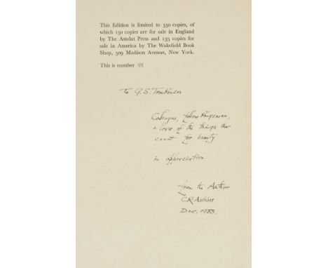 Ashbee (C.R., editor). Peckover. The Abbotscourt Papers 1904-1931, Curwen Press, 1932, illustrations by Reginald Savage, top 