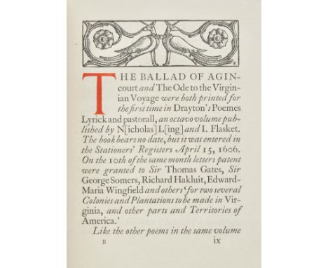 Shakespeare Head Press. The Ballad of Agincourt and the Ode to the Virginian Voyage, by Michael Drayton, Shakespeare Head Pre