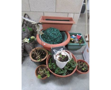 A quantity of ceramic and other plant pots etc