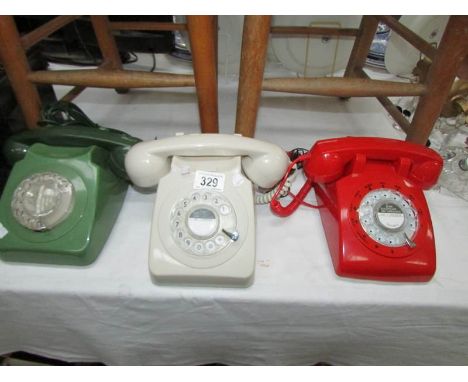 3 vintage telephones