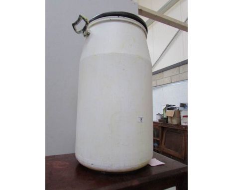 A vintage plastic milk churn