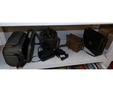 A mixed lot of vintage camera's, binoculars and cine camera