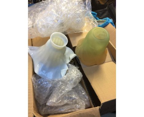 BOX OF GLASS LAMP SHADES