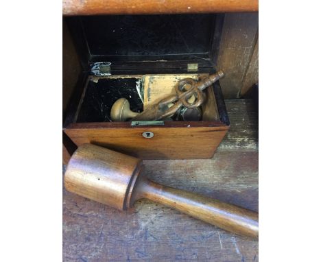 TEA CADDY WITH OTHER ITEMS   