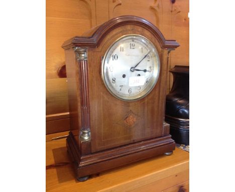 AN EDWARDIAN INLAID MANTLE CLOCK