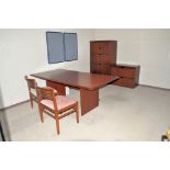 Lot-(1) Desk, (2) Lateral File Cabinets, (1) Bookcase, (2) Chairs and (1) Dry Erase Board in (1)