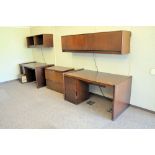 Lot-(1) 2-Door Storage Cabinet, (4) Desks, (1) Lateral File Cabinet, (1) Chair, (1) Short Cabinet,
