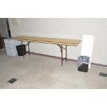 Lot-(1) Wall Mounted Projector Screen, (1) Round Table, (1) Chair, (1) Folding Table and (1) Short