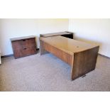 Lot-(1) Desk, (2) Lateral File Cabinets, (1) Table, and (1) 2-Door Storage Cabinet in (1) Office, (