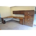 Lot-(1) Modular Partition Desk System, with (1) Desk, (1) Lateral File Cabinet, (1) Overhead