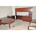 Lot-(1) Desk, (1) Credenza with Hutch, (1) 2-Door Storage Cabinet and (2) Chairs in (1) Office, (