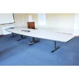 Lot-(1) Conference Table, with (1) 2-Door Storage Cabinet, (1) Foot Rest, and (1) Dry Erase Board in