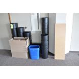 Lot-(4) Arm Chairs, (2) 2-Door Storage Cabinets, (1) Round Table, and Waste Baskets in (1) Group, (