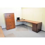 Lot-(1) Modular Partition Desk System, with (1) Desk, (2) Lateral File Cabinets and (1) Short