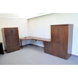 Lot-(2) Modular Partition Desk Systems with (1) Lateral File Cabinet, (1) 2-Door Storage Cabinet,