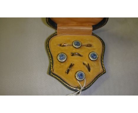 Enamel and gold plated studs in presentation case