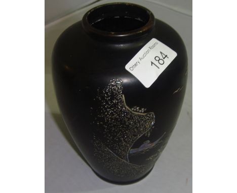 19th century Japanese lacquered on ceramic vase with mother of pearl decoration Raden ware