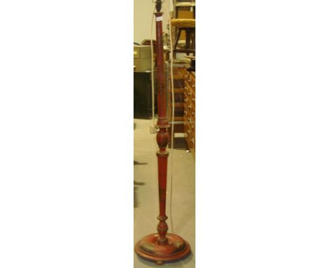Early 20th century lacquered and painted Chinoiserie standard lamp