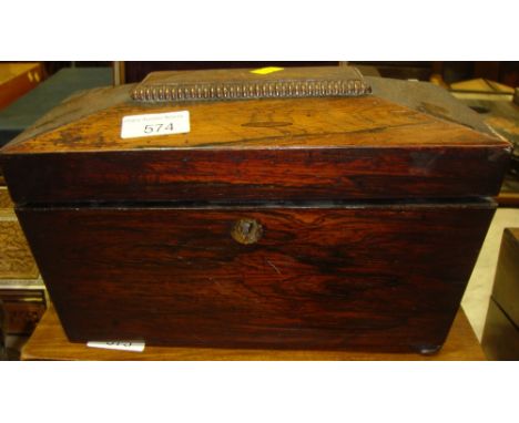 Rosewood sarcophagus tea caddy