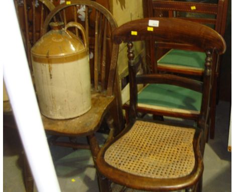 Pair of Edwardian bedroom chairs, pair of stick back sidechairs bedroom chair & one other