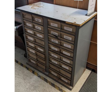 A vintage galvanized thirty-two drawer tool chest, 101cm h x 99.5cm wLocation:If there is no condition report shown, please r