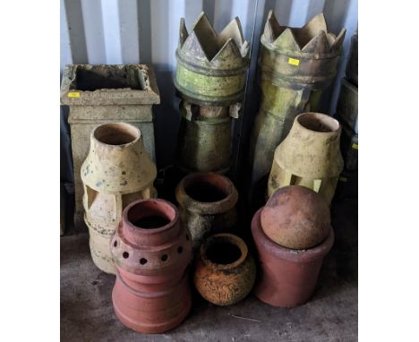 A selection of garden related ornaments to include Victorian chimneys, terracotta planters and othersLocation:If there is no 