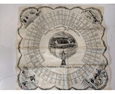 A 1951-1952 Football Association English Cup Final scarf commemorating the match between Arsenal and Newcastle United measuri