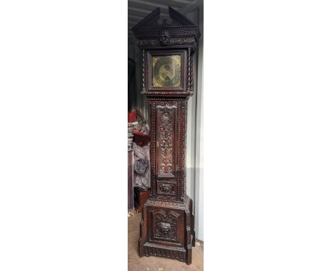 An 18th century heavily carved oak 8-day longcase clock, the gilt dial signed Thomas Verner, 220cm h x 52cm wLocation:If ther