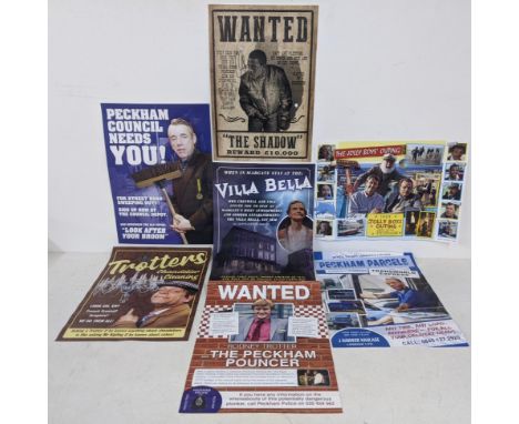 Seven Only Fools and Horses posters to include;; Peckham council needs you with Trigger, wanted poster with The Shadow, a pos
