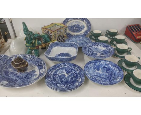 A mixed lot of ceramics to include blue and white tableware including 19th century Spode plates and other items, along with t