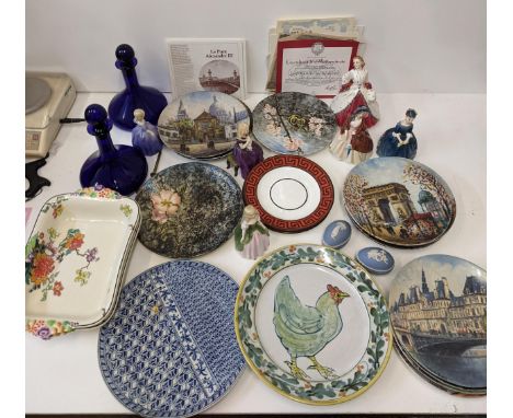 A collection of ceramics to include six Doulton lady figurines, two Copeland Spode dishes, a collection of Limoges collectors