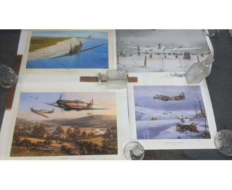 A group of aviation prints to include 'White Lightning' by Philip West, a limited edition print by Richard Taylor titled 'Coa