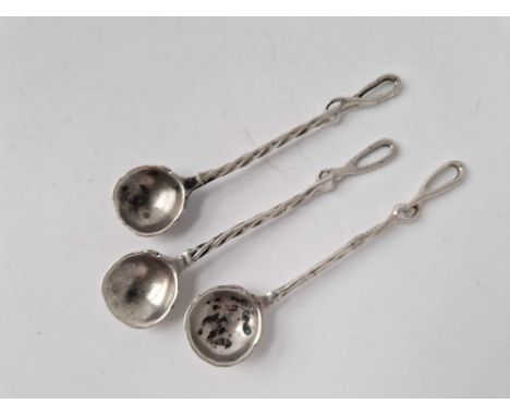 Group of 3 Victorian whip handled salt spoons. London 1890