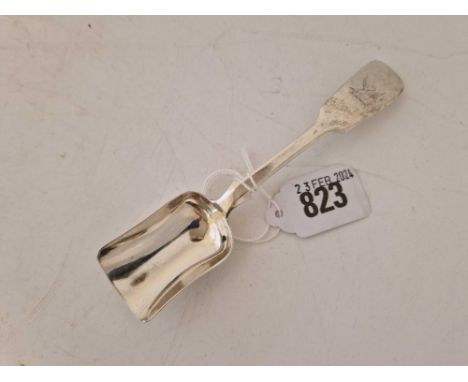 A Victorian Exeter crested long handled caddy spoon, 1844 by WRS