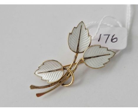 A vintage Danish Vermeil silver and enamel leaf brooch by JEMAX