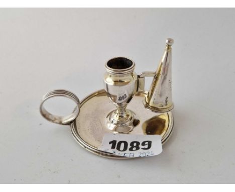 A small George III chamber candlestick woth reeded  rimd and extinguisher, 3" over handle, London 1794 by IS, 59g