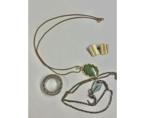 9ct Gold Front Cufflinks , Silver &amp; Enamel Butterfly Chain etc .