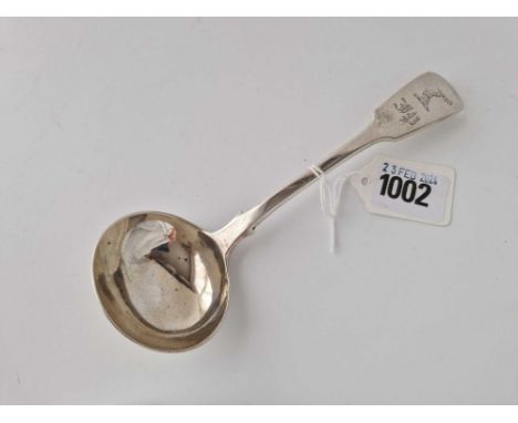 Early Victorian crested ladle fiddle pattern. London 1838 By R W 71gm
